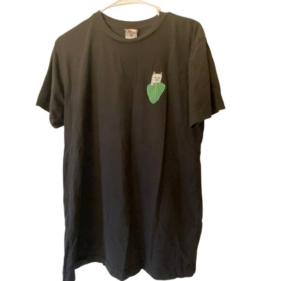 Ripndip Black T-Shirt Frida Cat Design Front & Back Print Cotton M - Picture 2 of 7